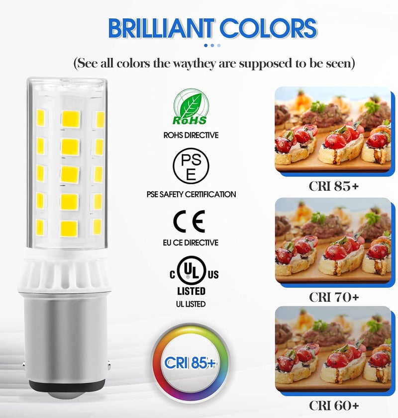Yucclim Sewing Machine Light Bulb LED – No Flicker 4W 40W Equivalent– Push-in Bayonet Type Standard Push-in Turn & with a 9/16" Base 110volt-130volt - 1Pcs, Warm White - Image 5